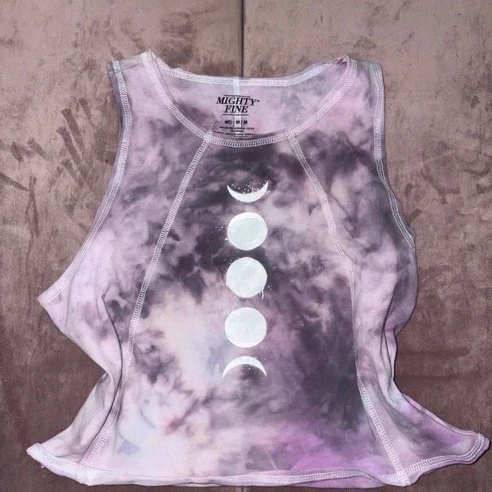 Mighty Fine Lavender and Gray Tie-Dye Moon-Phase Tank
